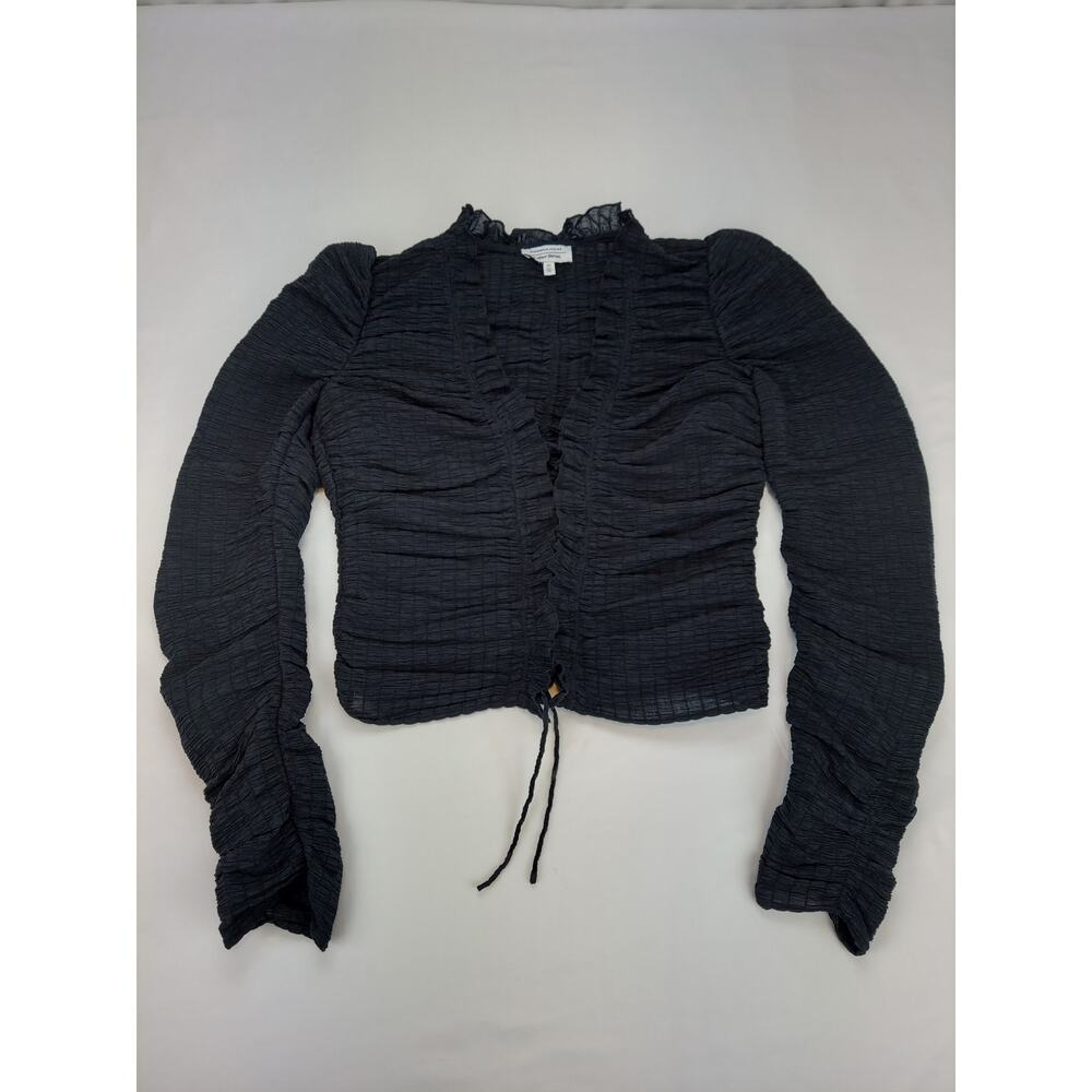 & Other Stories Black Flounce Scrunch Lace Up Cropped Stockholm Atelier Top 6